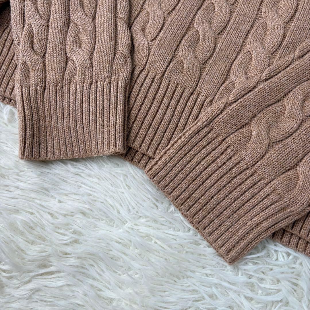 美品 ポロラルフローレン ハーフジップ ケーブルニット 現行 キャメル L