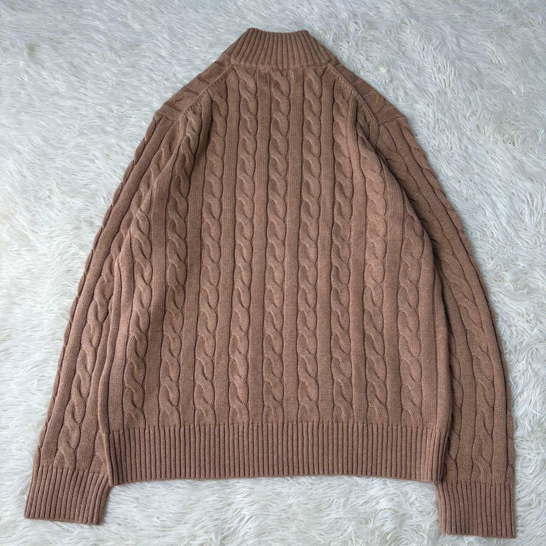 美品 ポロラルフローレン ハーフジップ ケーブルニット 現行 キャメル L