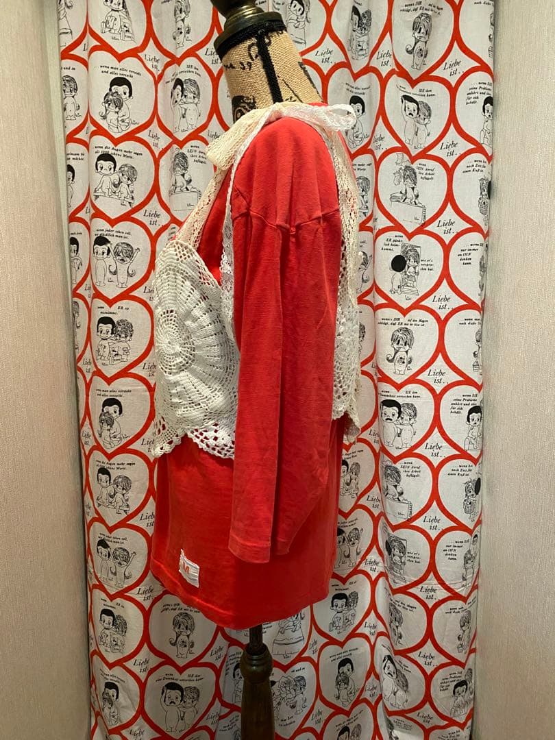 アンティークレース編みドイリーリメイクリボンキャミソール