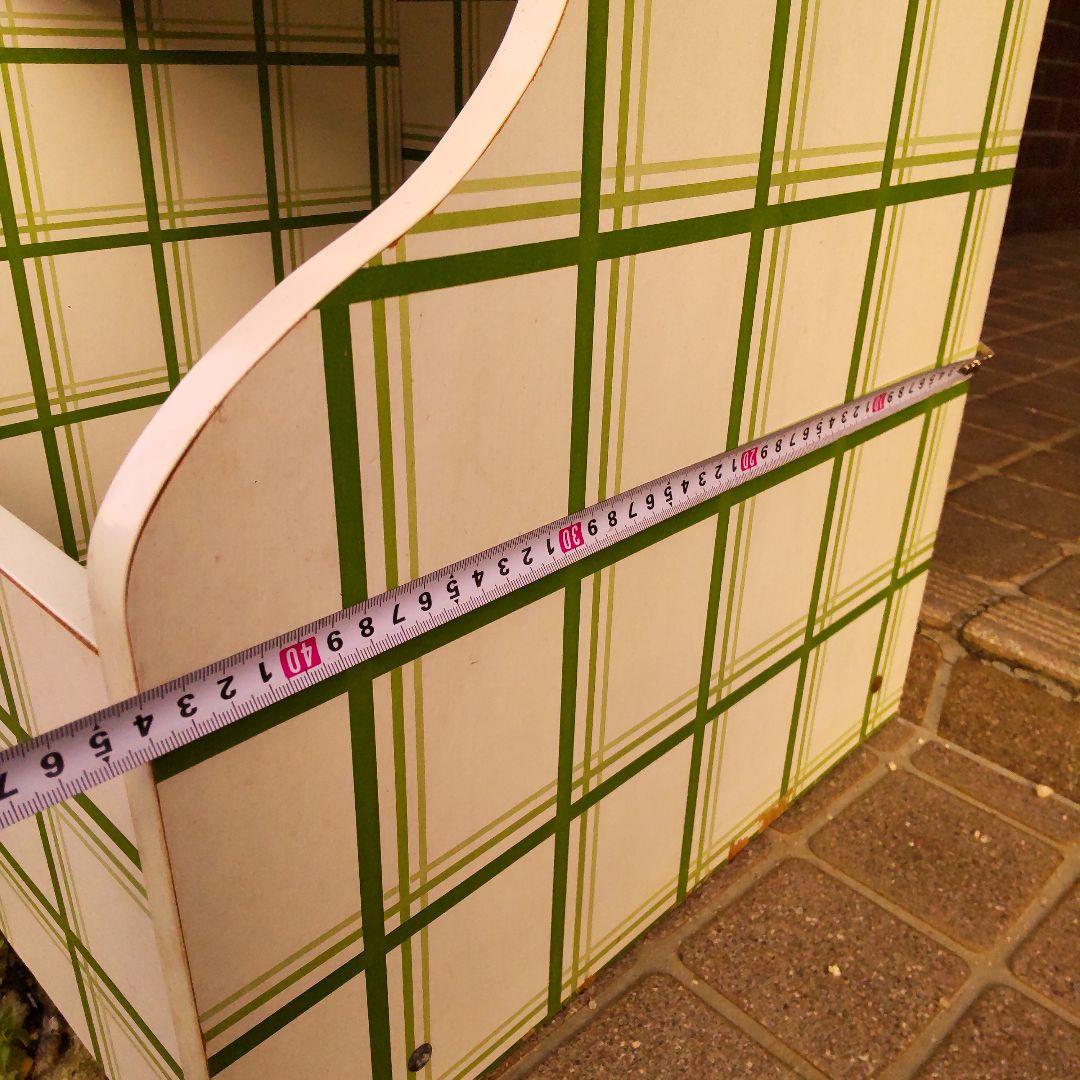 グ*ル様 昭和レトロ 飾り棚 グリーン 緑 チェスト ポップ チェック オープン