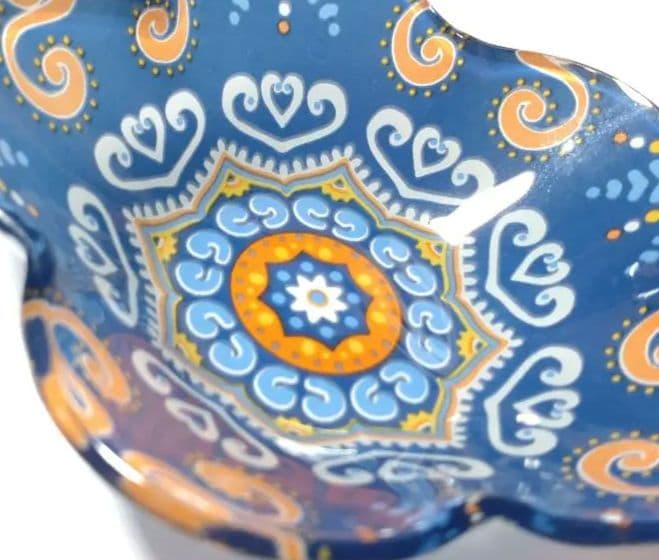 デザートボウル ■ 5点 ガラスボウル 皿 オリエンタル柄 青 蚤の市