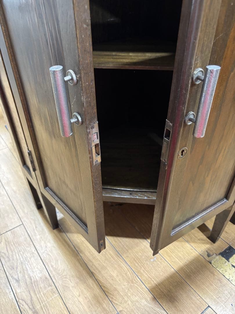 T61 ダークブラウン コーナーキャビネット 昭和レトロ