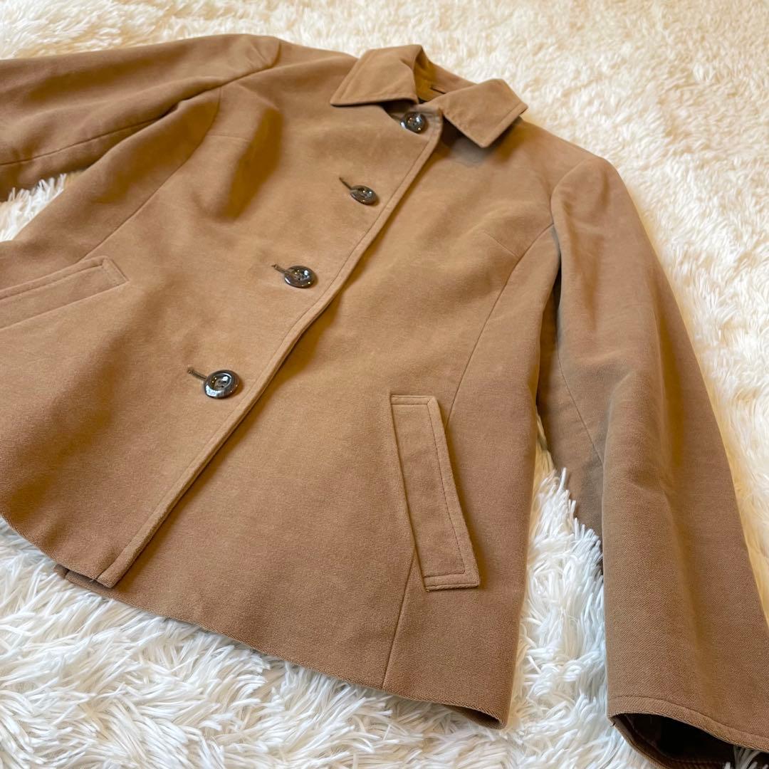 美品✨バーバリー ロンドン L相当 ウールコート 上質ショートコート レザー切替