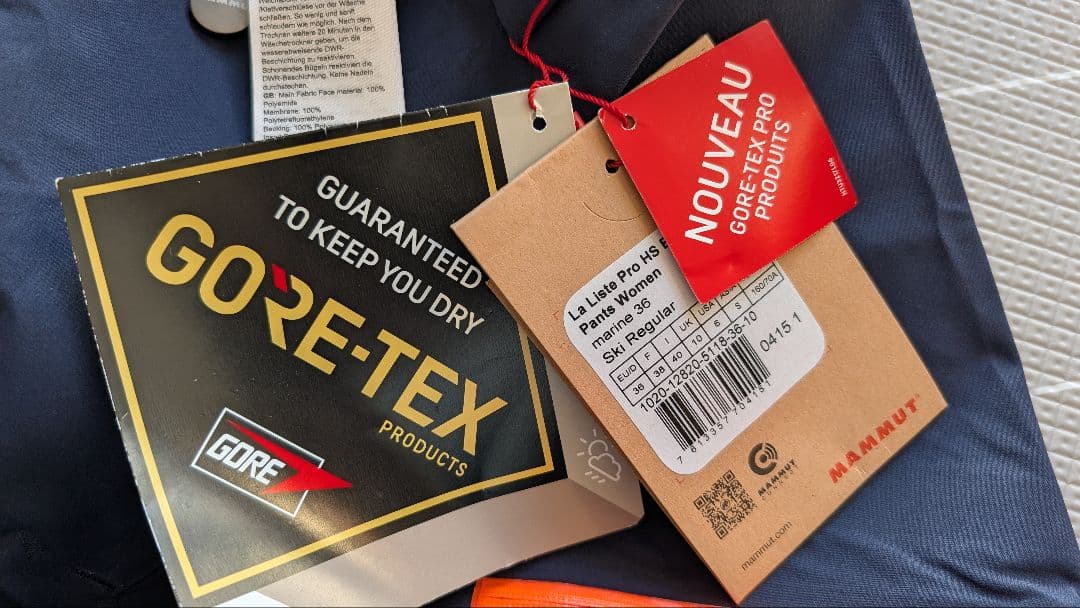 Mammut GORE-TEX Proスキーウェア EU36 新品