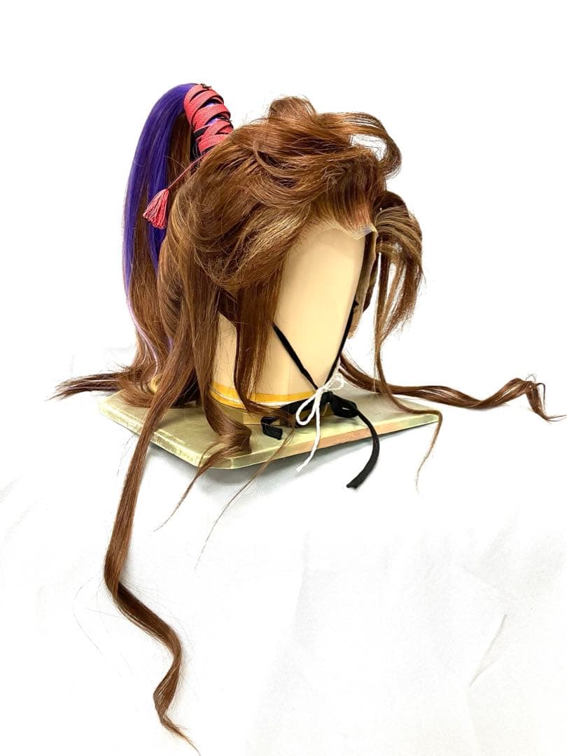 創作グラデーション、耐熱パープルプラス、大サイズ、中古大衆演劇かつら、舞踊かつら