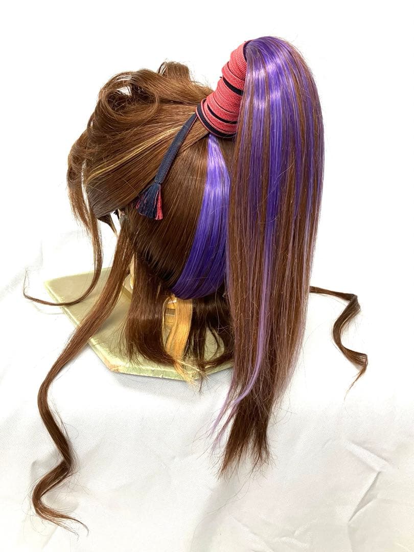 創作グラデーション、耐熱パープルプラス、大サイズ、中古大衆演劇かつら、舞踊かつら