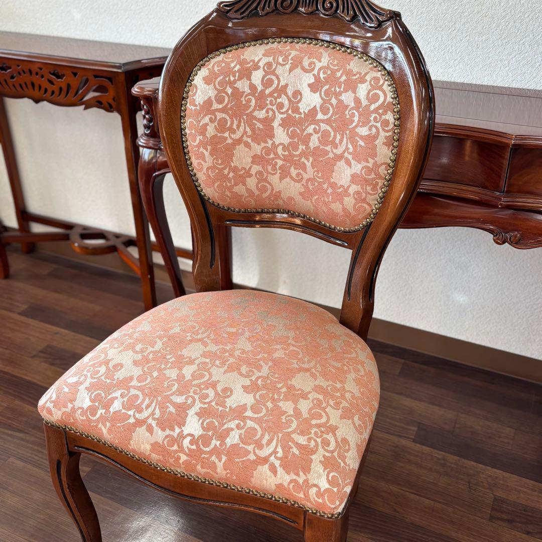 イタリア製クラシックスタイル ダイニングチェア ピンク