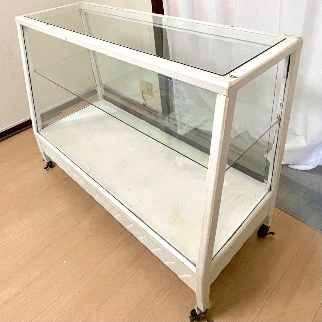 ビンテージ　ショーケース　ガラス　木製　アンティーク　棚　ヴィンテージ