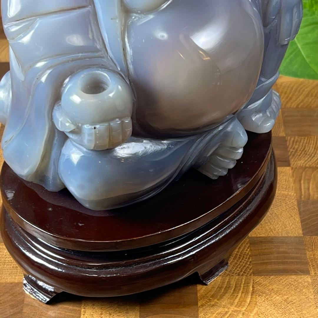 【特大】本瑪瑙水胆布袋像　台付高さ23cm