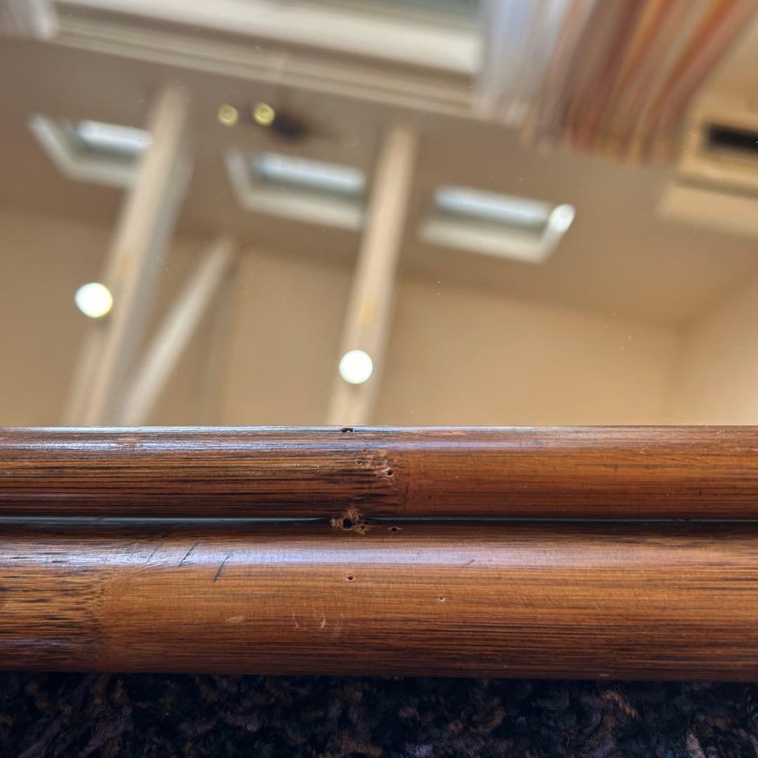 ☆アンティーク☆ビンテージ　ラタン　姿見　96cm 籐　鏡　ミラー