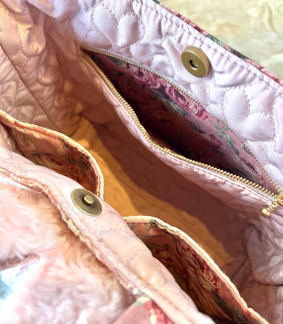 コヤンイサムチョン　アンティックローズ×ラメレース　ふわふわフリルバッグ