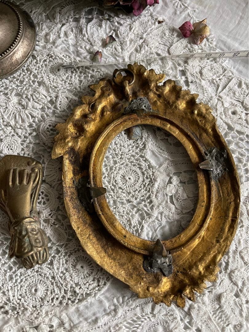 【お71】15 フランス　アンティーク　ブロンズ　額