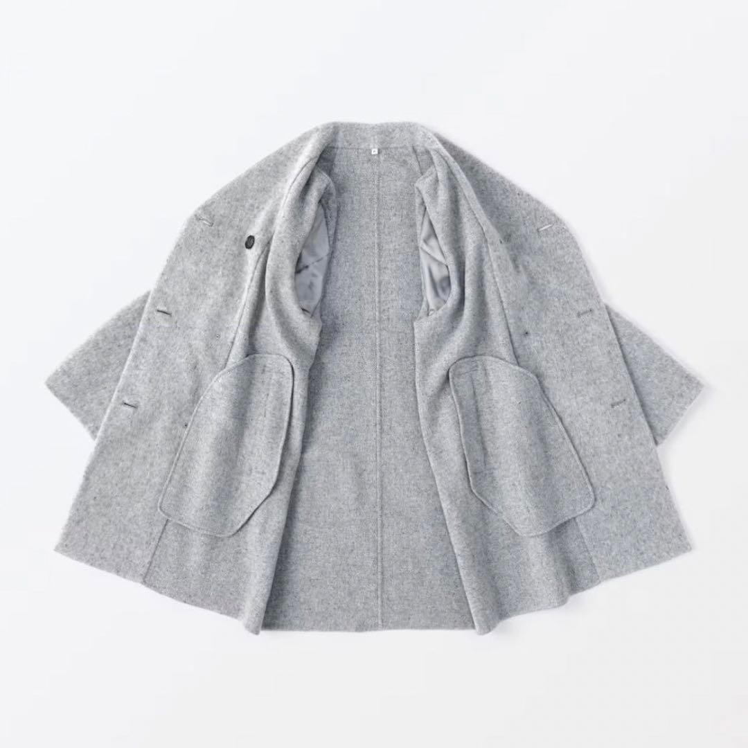 MUJI Labo 婦人　カシミヤ混ノーカラーコートL ライトグレー　ムジラボ