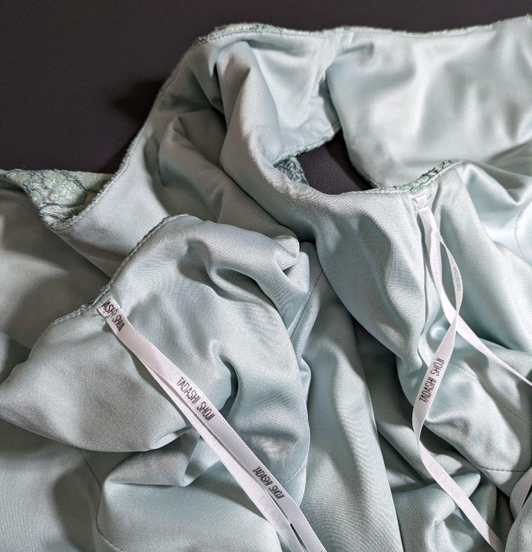 タダシショージ／ミントカラー 総レースドレス ワンピース グリーンノースリーブ