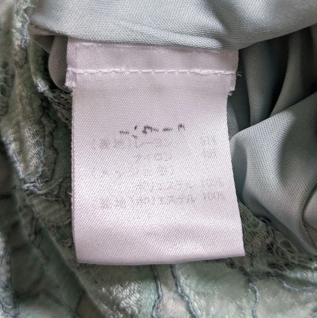 タダシショージ／ミントカラー 総レースドレス ワンピース グリーンノースリーブ