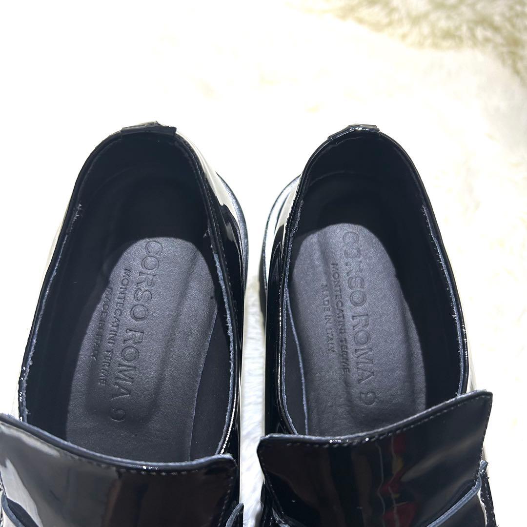 ほぼ新品✨コルソローマ CORSO ROMA 9 エナメル ローファー 厚底 黒