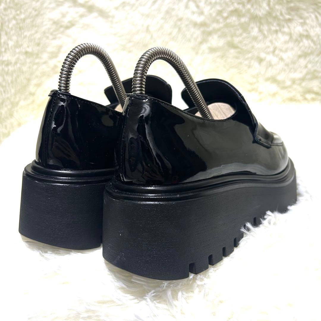 ほぼ新品✨コルソローマ CORSO ROMA 9 エナメル ローファー 厚底 黒