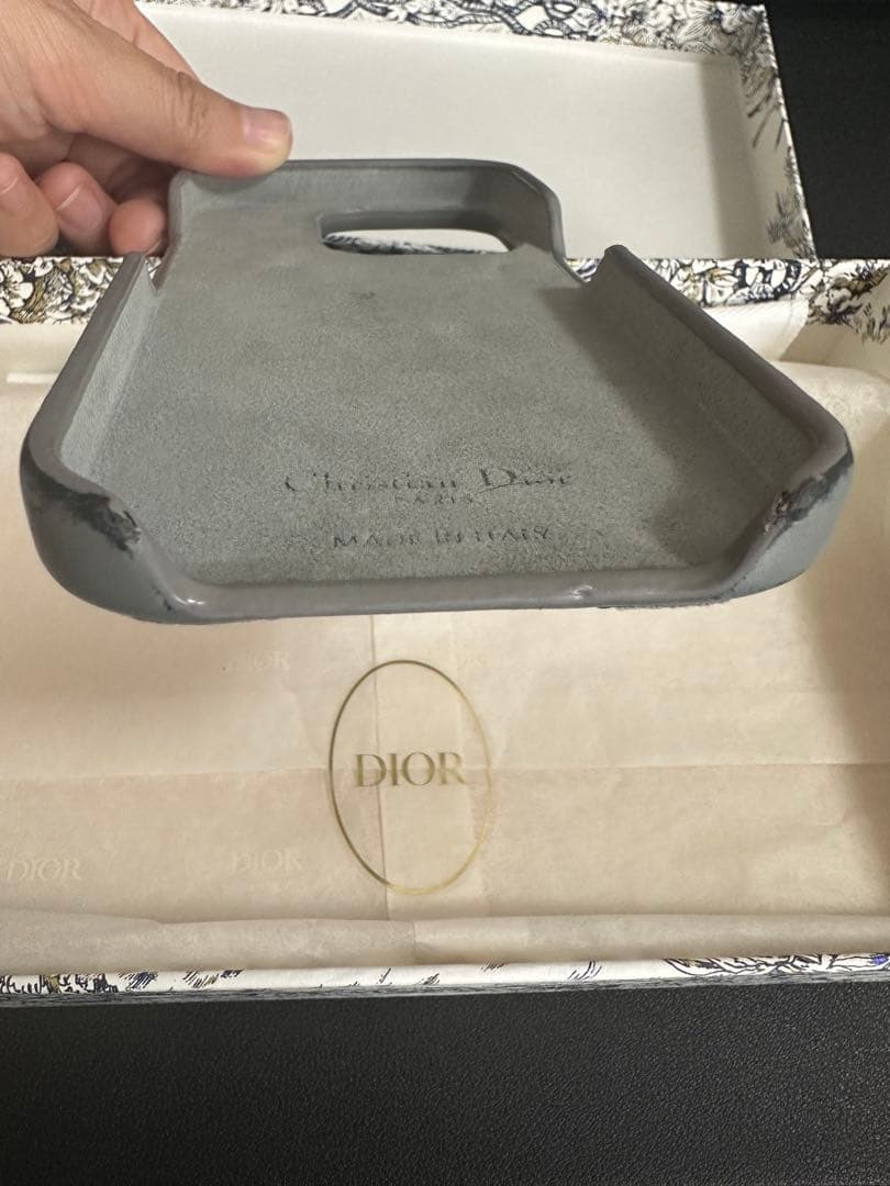 Dior グレー キルティング iPhoneケース