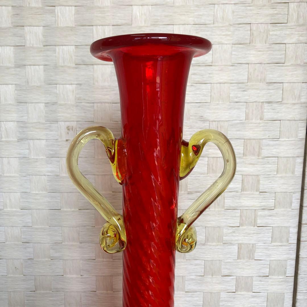 た60●豪華❗️高63cmツイスト 琉球ガラス花瓶