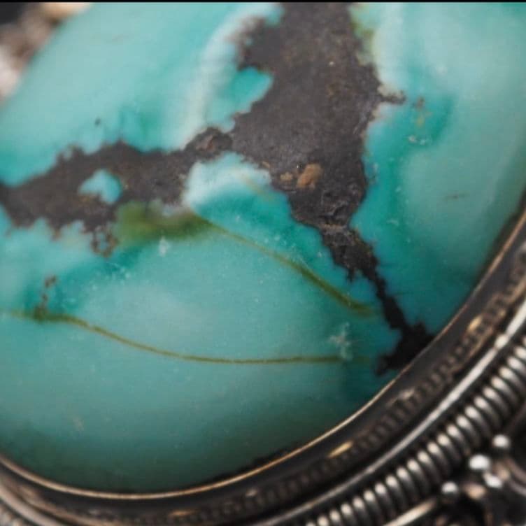 ヴィンテージ ターコイズ ブローチ 925 K18 インディアンジュエリー