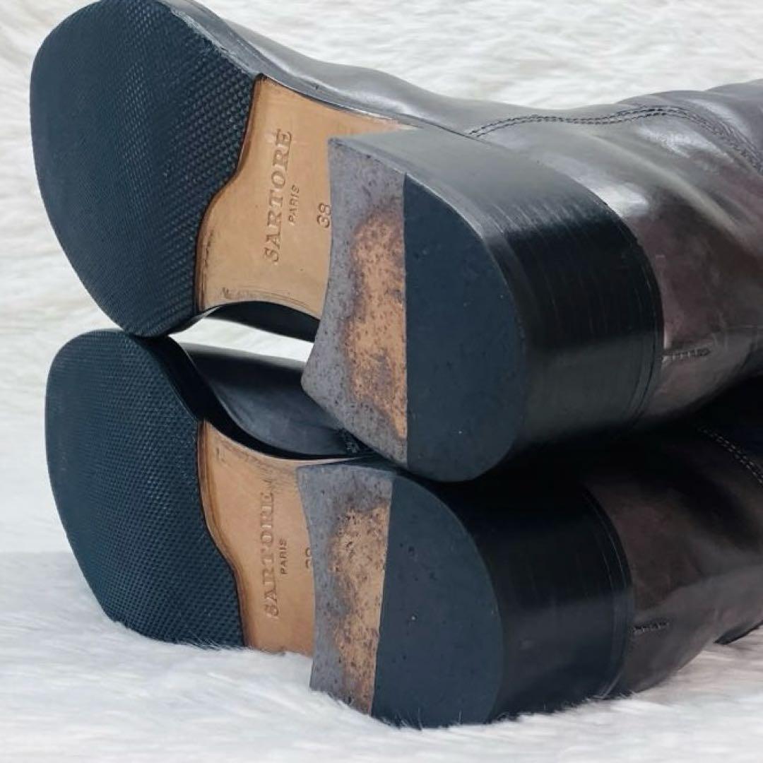 【希少色】SARTORE 38 グレージュダブルストラップ　サイドジップ　ロング