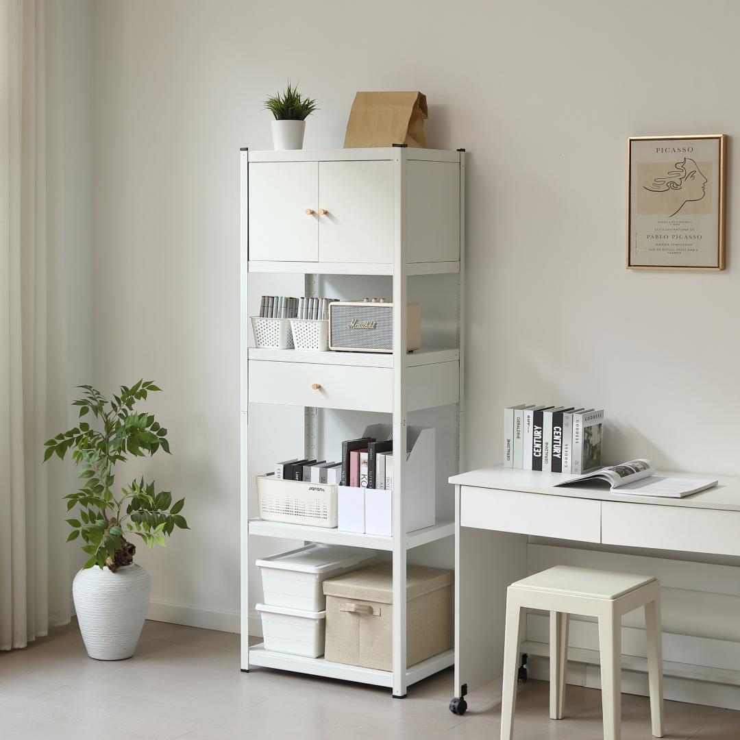 新作発表タイムセール中！スチール製可動ラック　分割可能　ボトル不要　WHITE