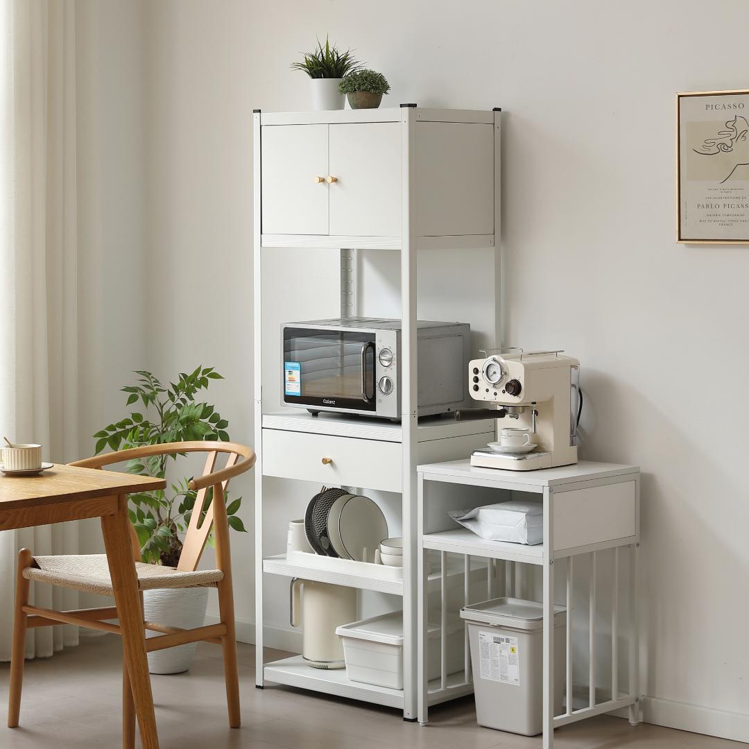 新作発表タイムセール中！スチール製可動ラック　分割可能　ボトル不要　WHITE