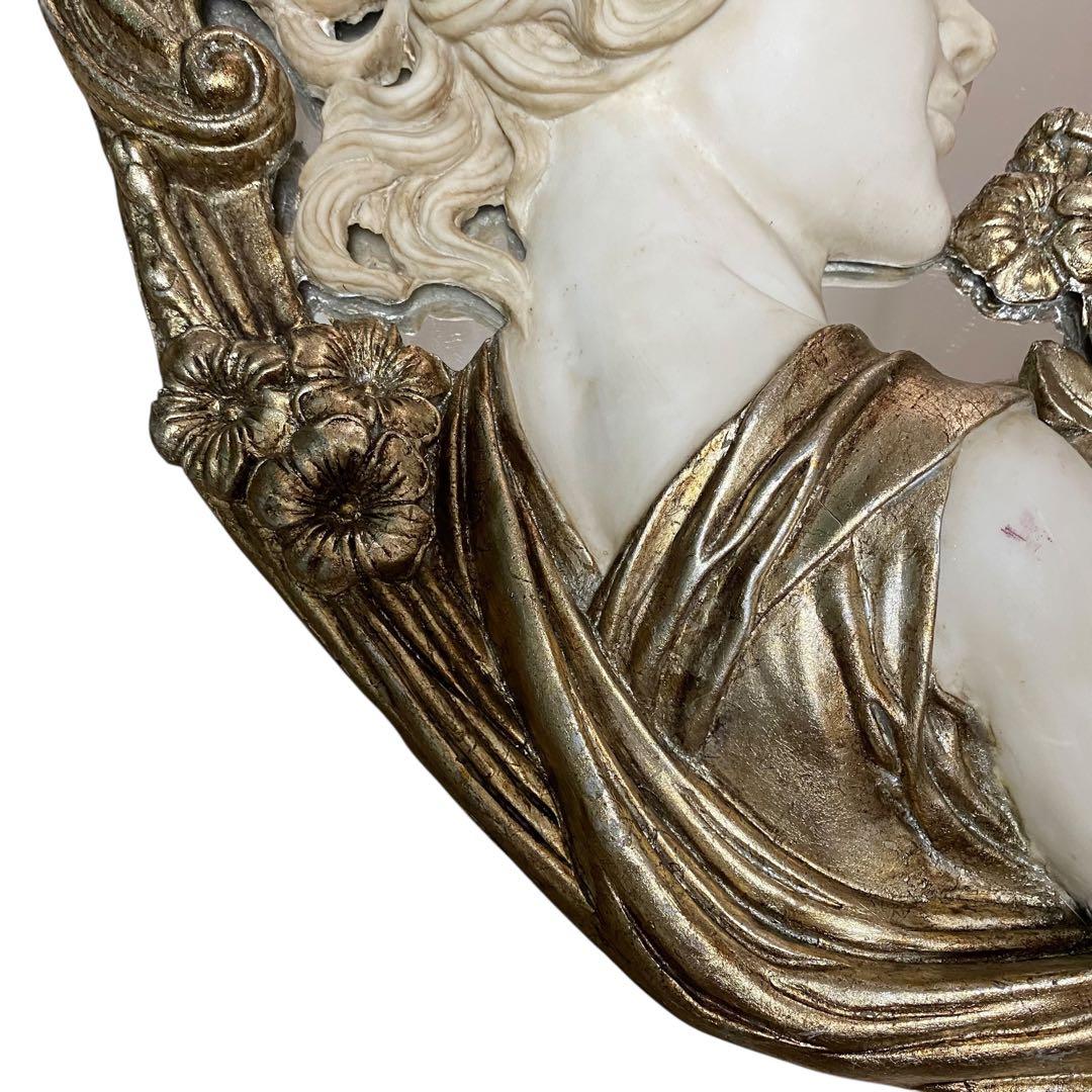 【良品】ロココアンティーク　イタリア　豪華　西洋美人像　壁掛け　鏡