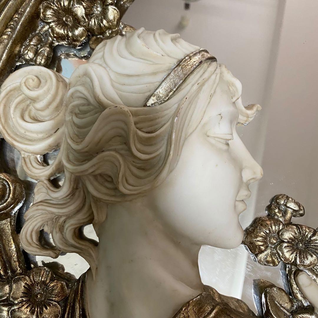 【良品】ロココアンティーク　イタリア　豪華　西洋美人像　壁掛け　鏡