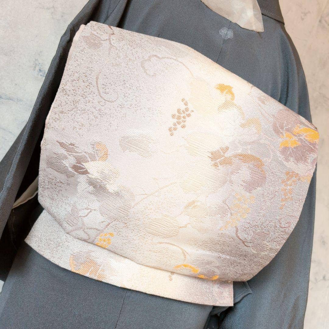 訪問着単品　着物　正絹　墨黒グレー　竹林　竹藪　クール　F1