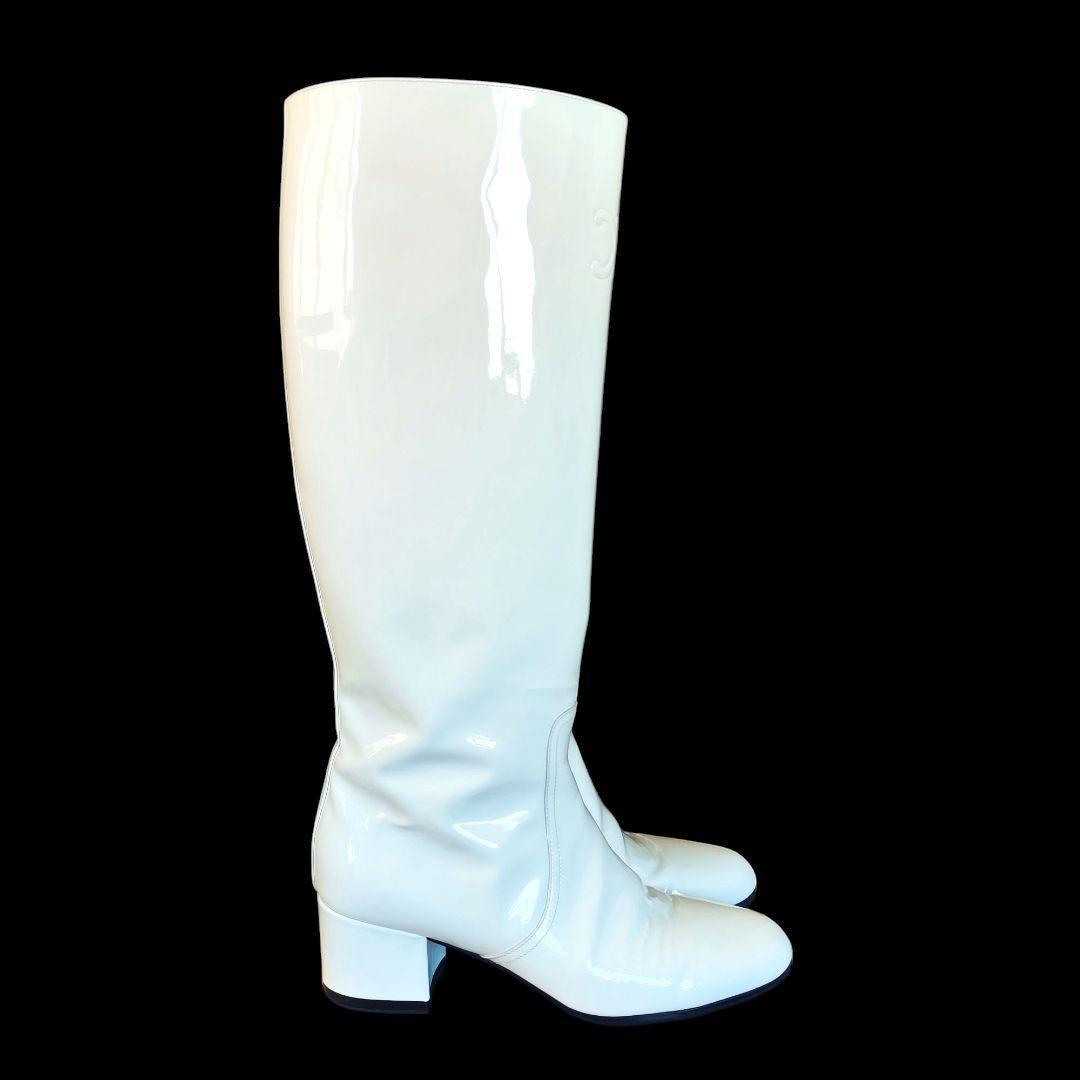 【美品】CELINE トリオンフ ハイブーツ ホワイト 36 23cm相当