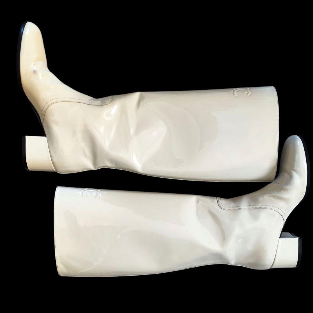 【美品】CELINE トリオンフ ハイブーツ ホワイト 36 23cm相当