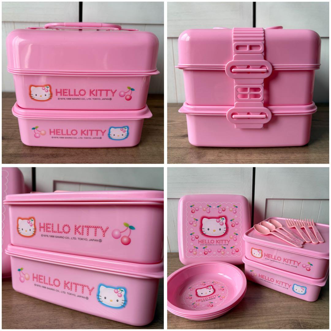 ハローキティピクニックセット　バスケットLL 重箱　ランチジャー　当時物