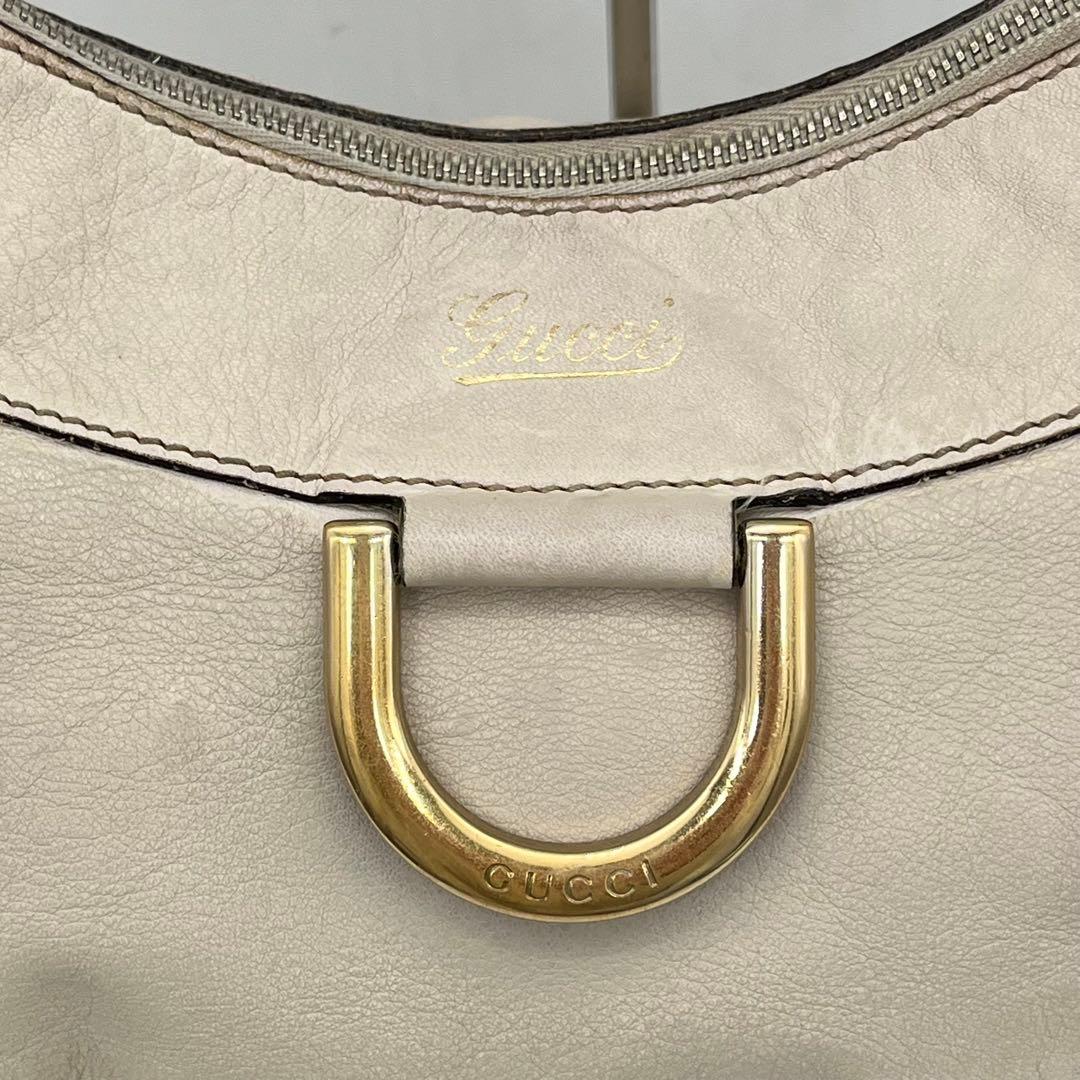 GUCCI ワンショルダーバッグ 肩掛け アビーライン ゴールド金具 レザー 白