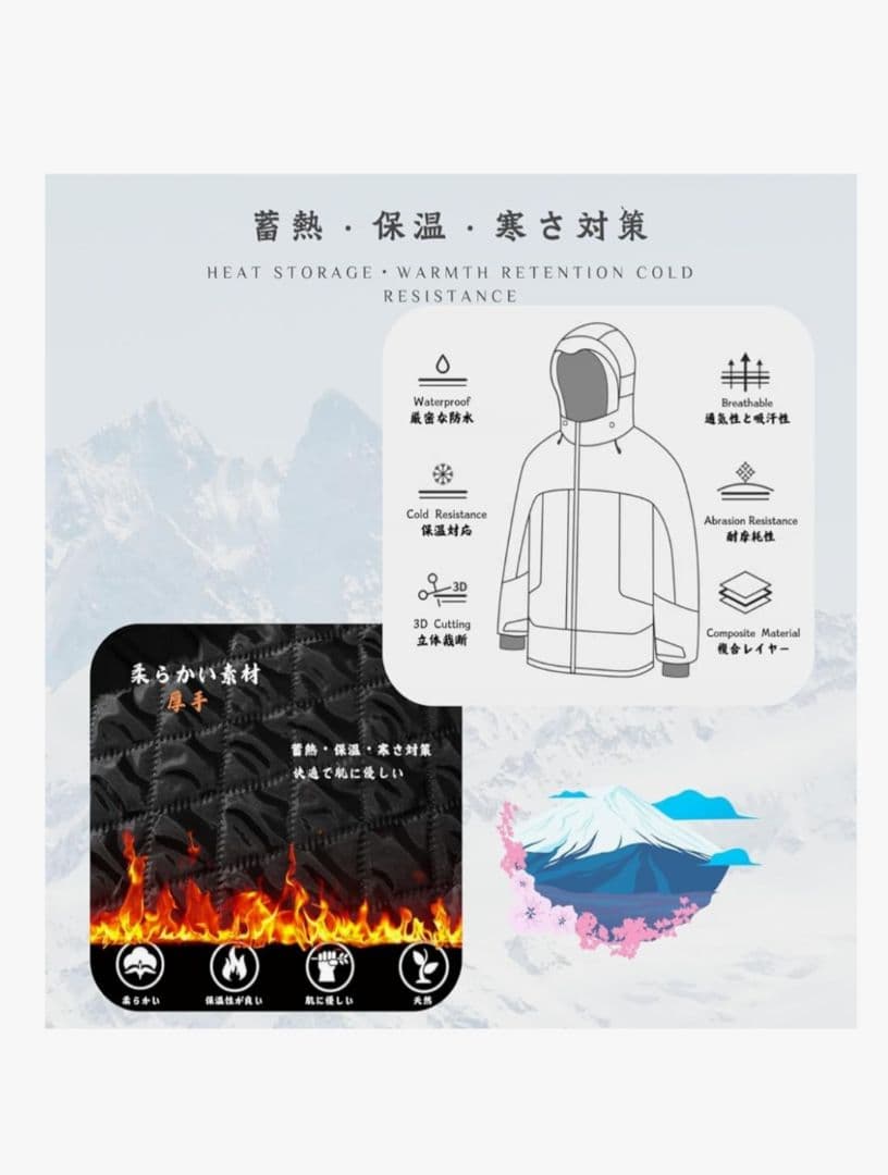 スノーボードウェア上下セット ホワイト/ブラック Mサイズ