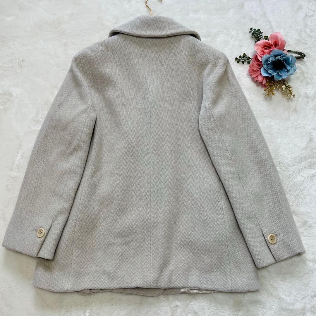 美品L✨マックスマーラ　マレーラ　ピーコート　カシミヤ混合　アイボリーベージュ
