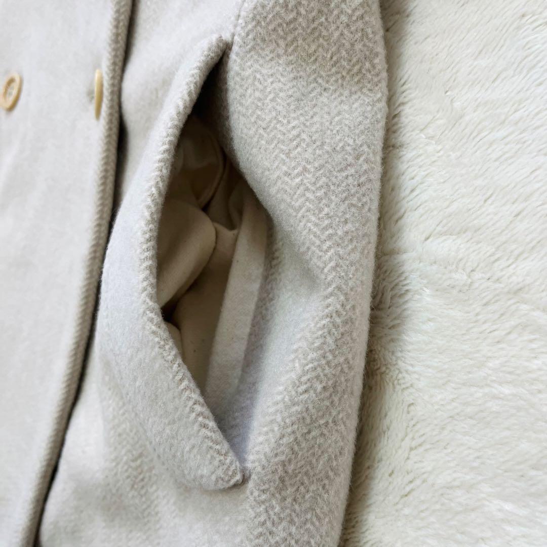 美品L✨マックスマーラ　マレーラ　ピーコート　カシミヤ混合　アイボリーベージュ