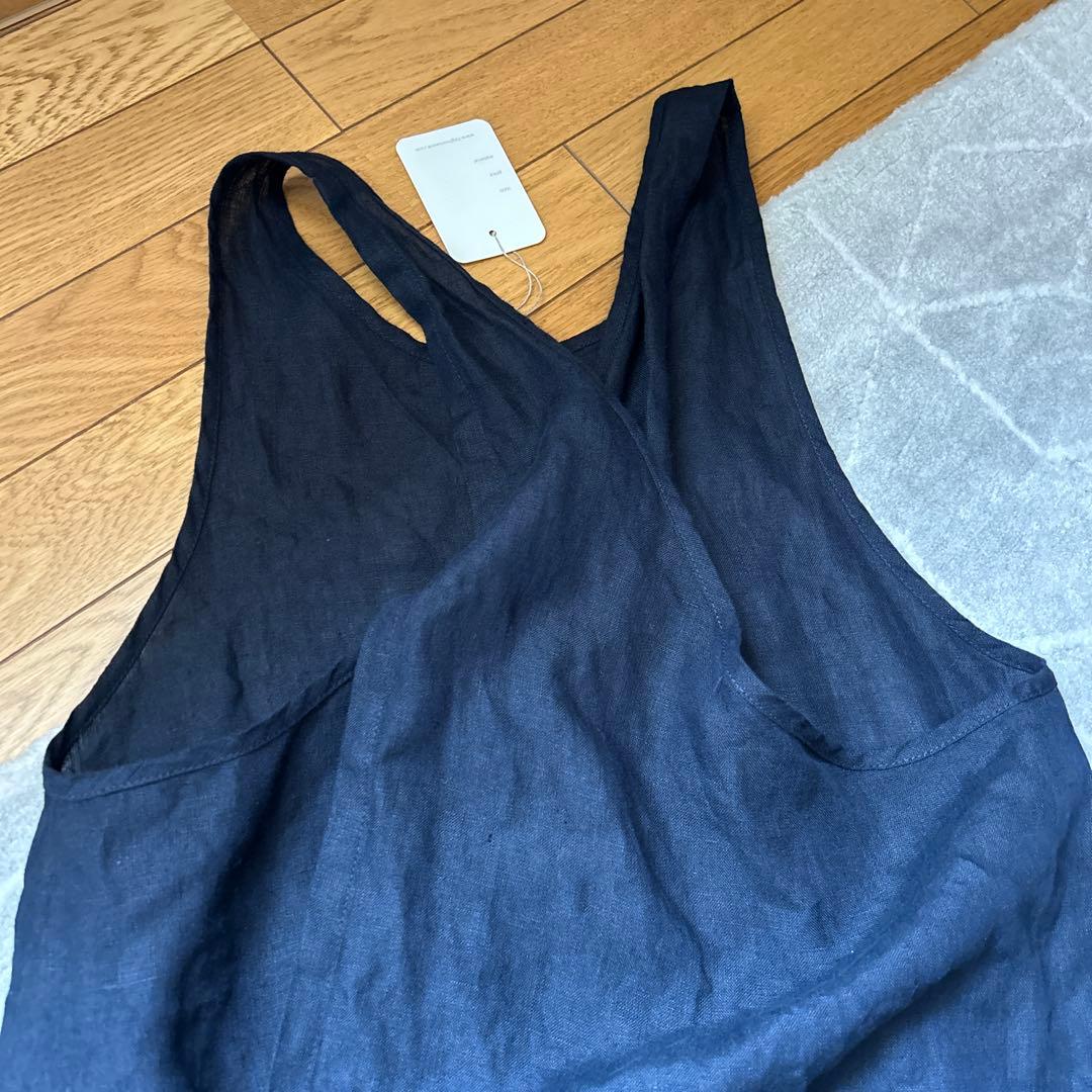 fog リネン エプロン　紺色