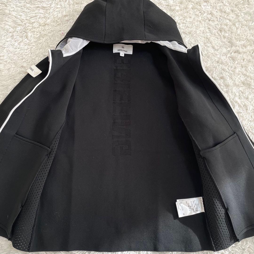 未使用級 ブリーフィングゴルフ ニットパーカー バックロゴ S レディース 黒