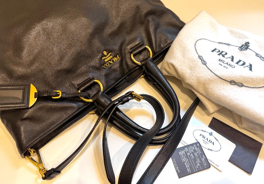 お値下げ☆美品☆PRADA ☆プラダ ブラック 2WAYトートバッグBN1713