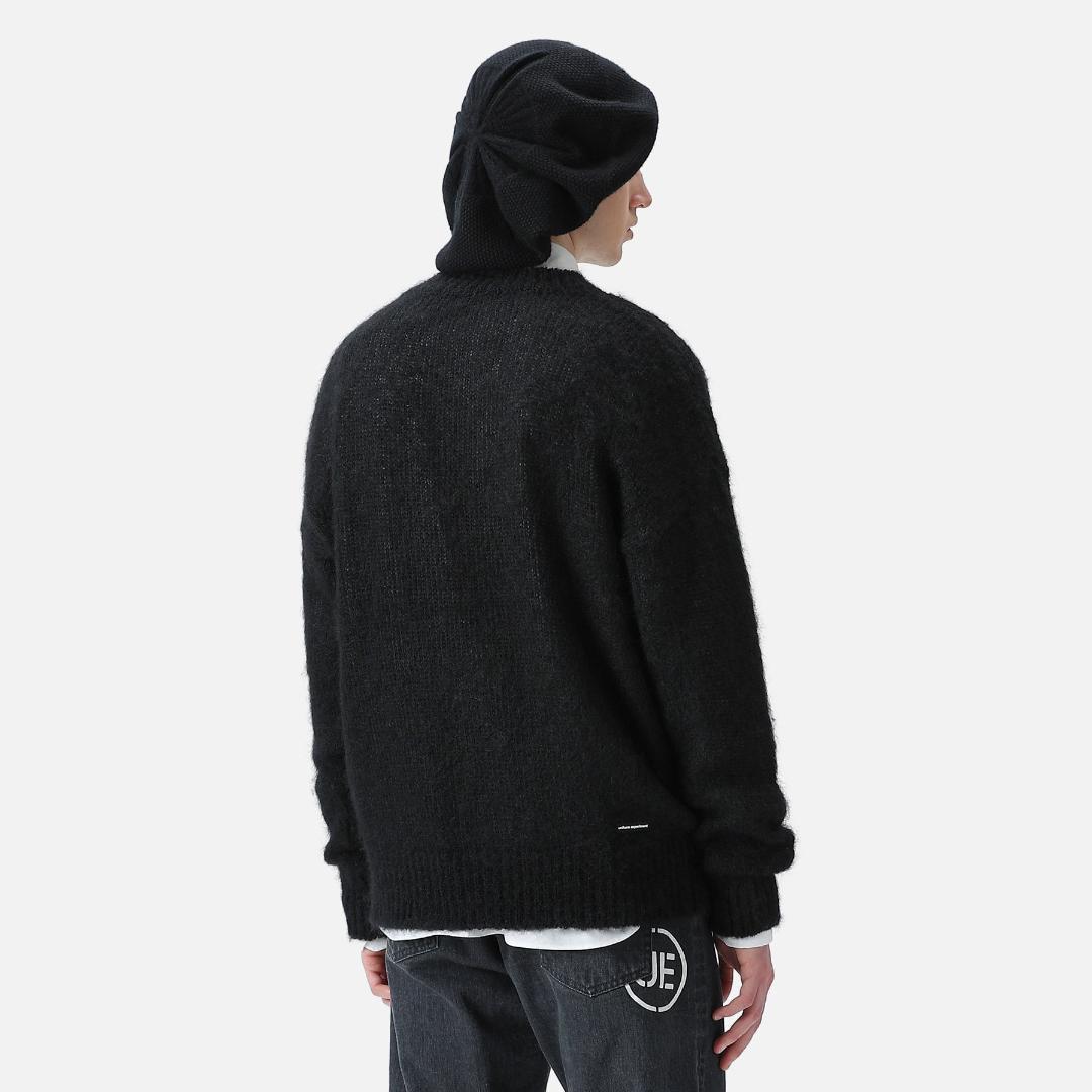 uniform experiment モヘア クルーネック セーター 黒 4