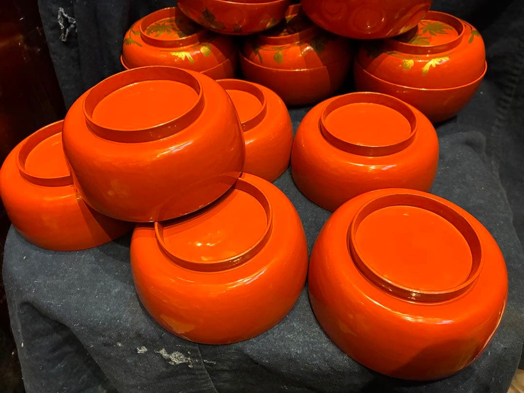 漆器　菓子椀　10客　大正期　蒔絵　木箱付　傷み無し