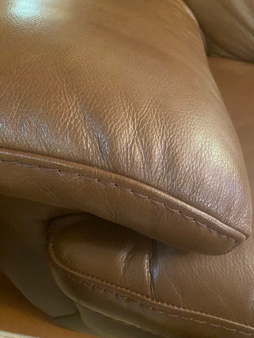 英国風本革ブラウンカラーソファ2-3人掛用