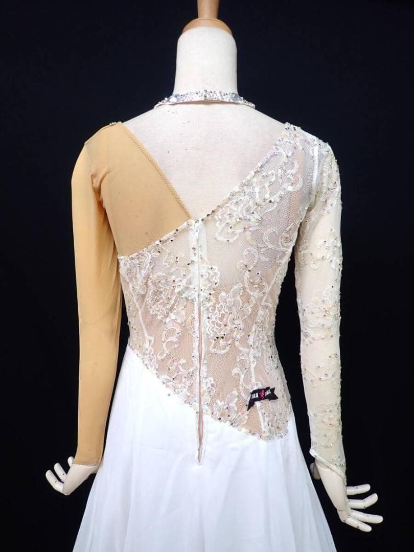 6360★タカダンス★オフ白×黄緑/レース/スタンダードドレス☆社交ダンス