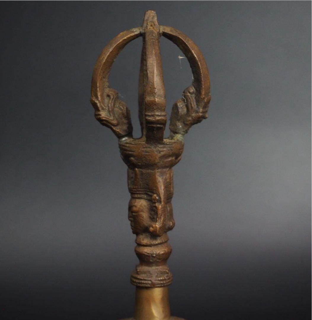 送料無料　密教法具 古銅五鈷杵金剛鈴　高さ20ｃｍ　仏教美術