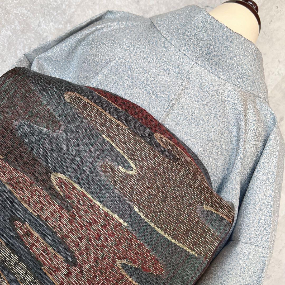 大島紬　染め大島　小紋　フルセット　着物　正絹　水色　難あり　p2