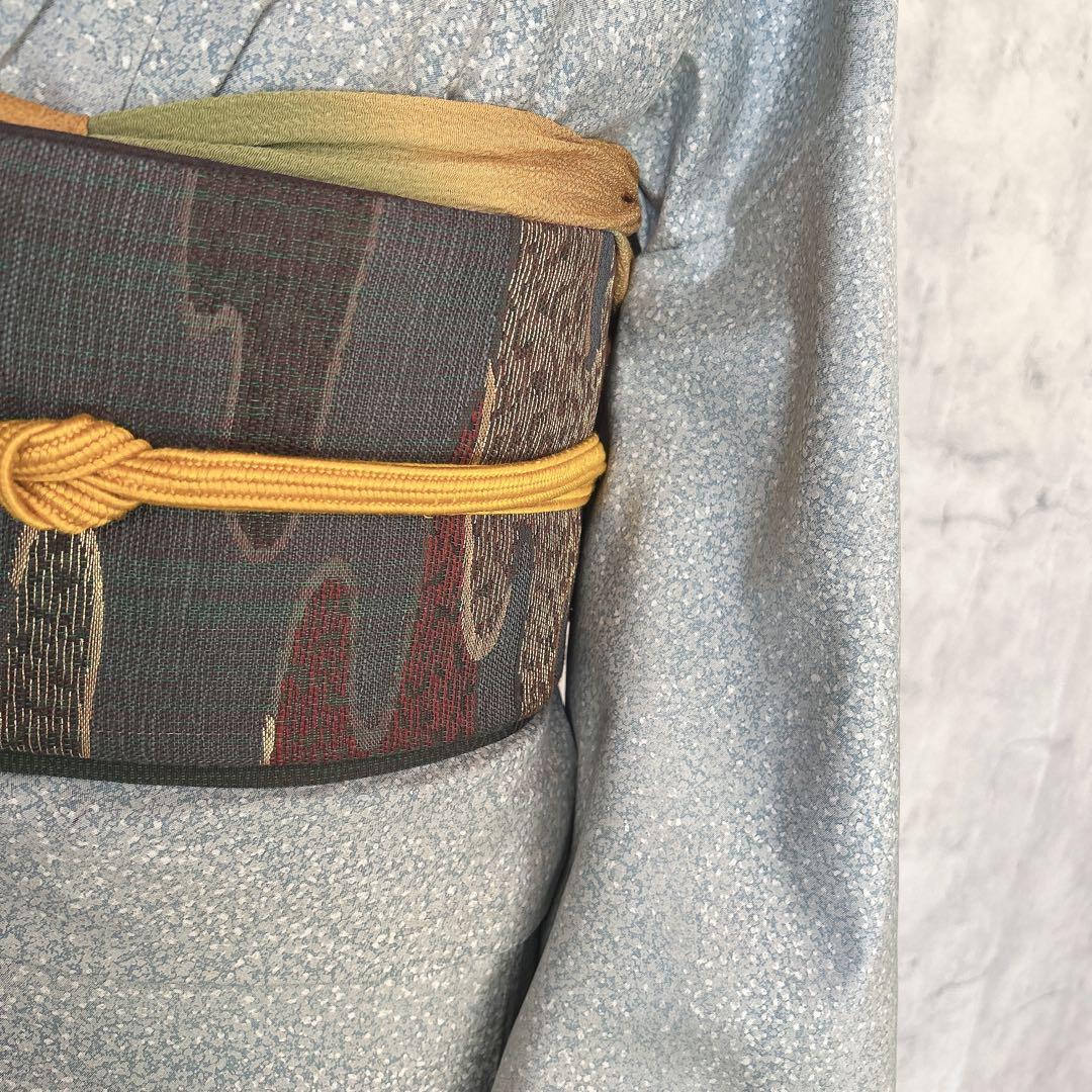 大島紬　染め大島　小紋　フルセット　着物　正絹　水色　難あり　p2