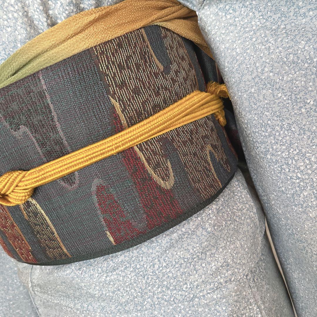 大島紬　染め大島　小紋　フルセット　着物　正絹　水色　難あり　p2