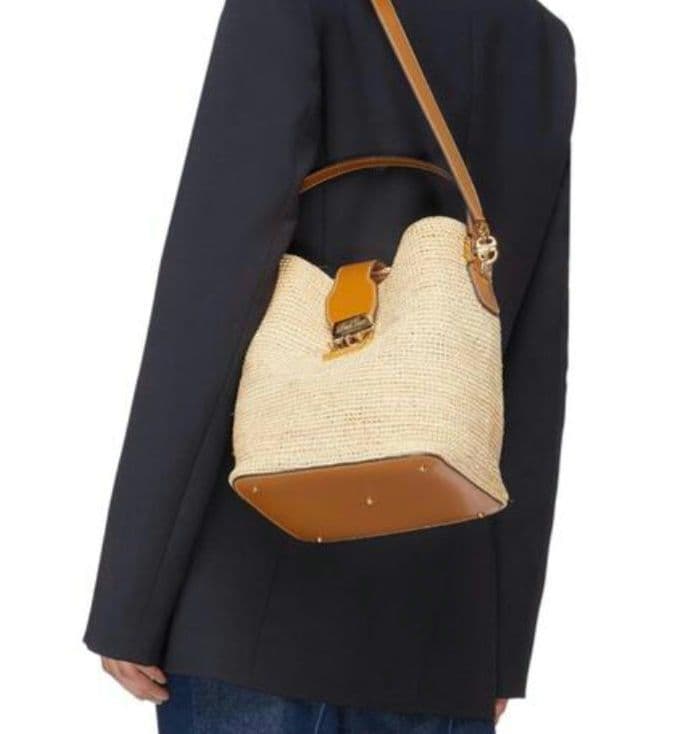 Mark Cross　マーククロス　ストロー バケツ トートバッグ　かごバッグ