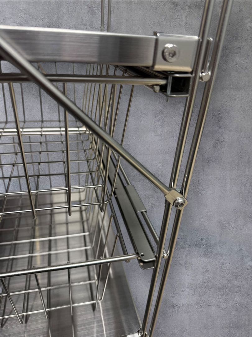 MUJI 無印良品 ステンレスユニットシェルフ4段 ステンレスバスケットx2